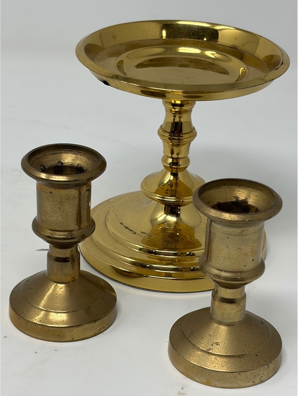 Set of 3 Vintage Brass Candle Holders